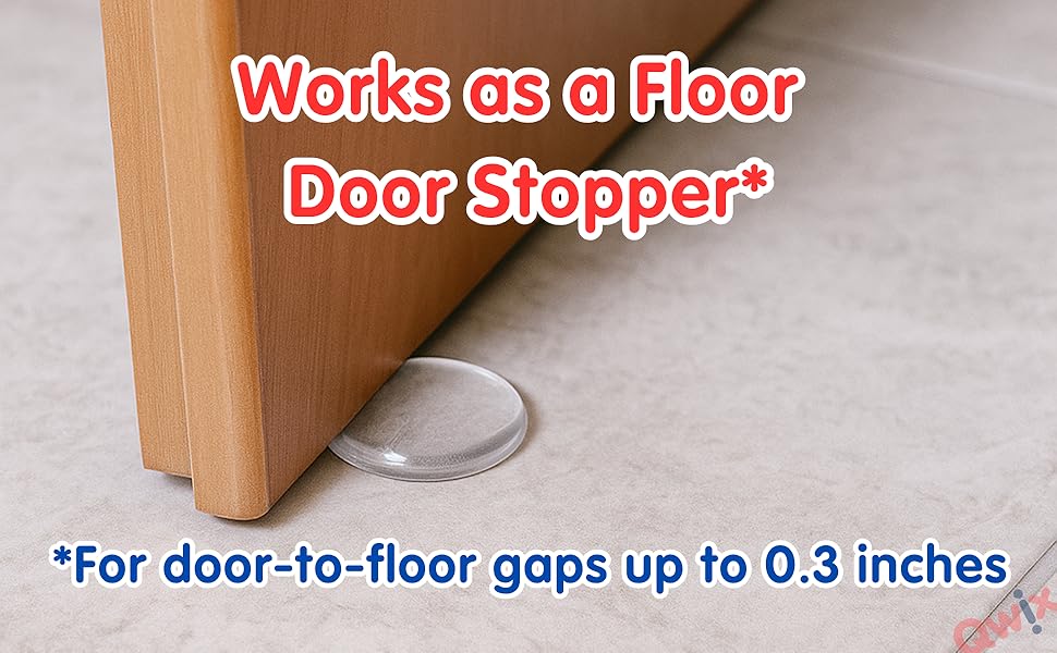 Rubber door stopper for bottom of door – clear adhesive bumper for floor door gaps