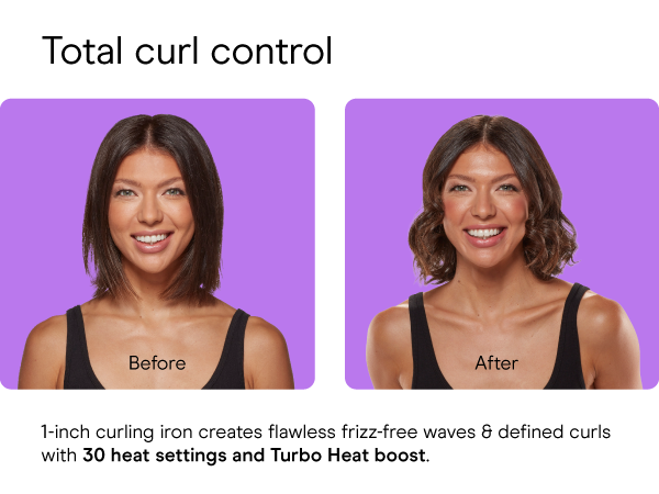 Conair ceramic curling iron hair curler 1 inch barrel styling even heat dual voltage heat settings