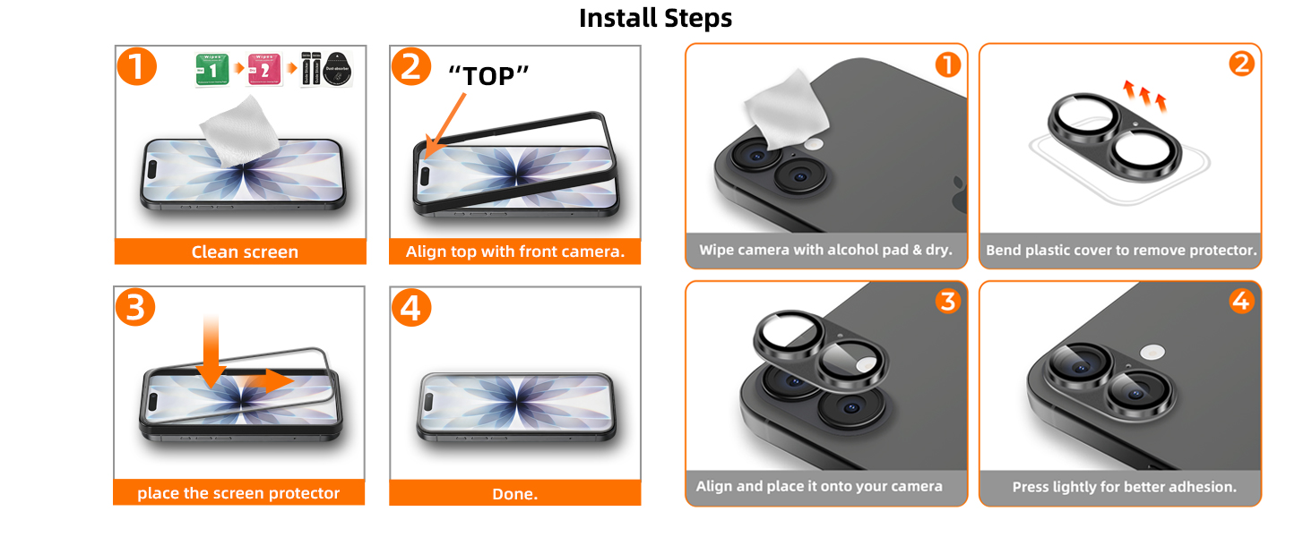 WowFluy 2 Pack Screen Protector for iPhone 17 with Lens Protector