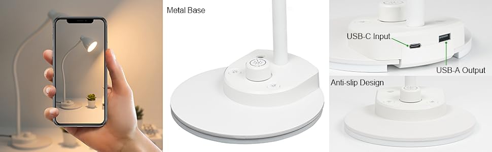 LED Desk Lamp with USB Charging Port Reading Light Task Lamp Flexible Gooseneck Table Lamp