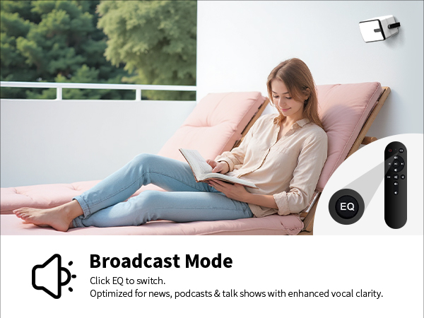 Broadcast Mode. Enhances vocal clarity for news and talk shows.
