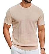 COOFANDY Men's T-Shirts Short Sleeve Knit Shirts Casual Crewneck Ribbed Dress Tee Shirt