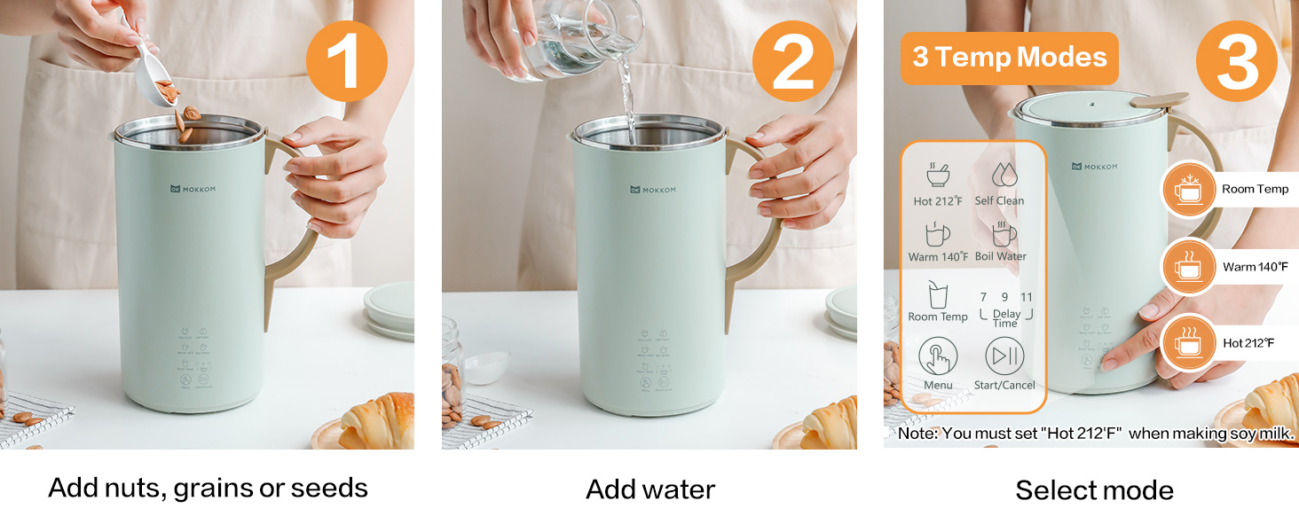 MOKKOM Nut Milk Maker, 20oz Automatic Soy Milk Maker