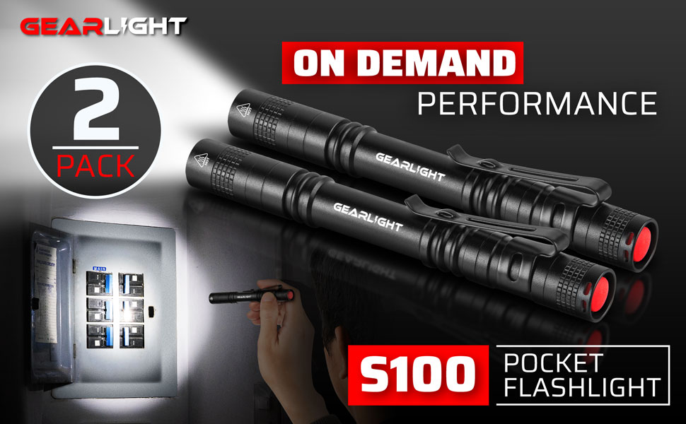 s100 led pocket flashlight 2 pack two value penlight