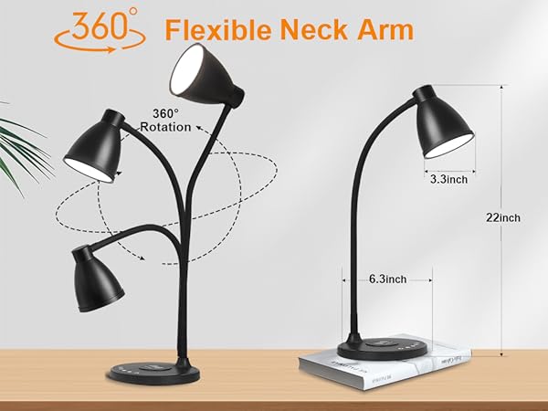 LED Desk Lamp for Home Office Light USB Charging Ports Bedside Table Lamp College Dorm Room