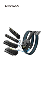 Mini SAS to 4 SATA Cable, 36 Pin SFF 8087 Host/Controller to 7 Pin SATA Target/Backplane, Compatible...