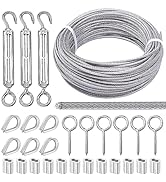 Twidec/Cable Wire Railing Kit 66ft Stainless Steel Coated Wire Rope 1/16,Turnbuckle Tension Hook ...
