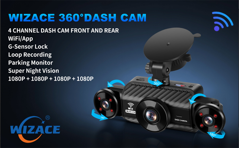 360 Degree View 4 Channel Dash Cam -11