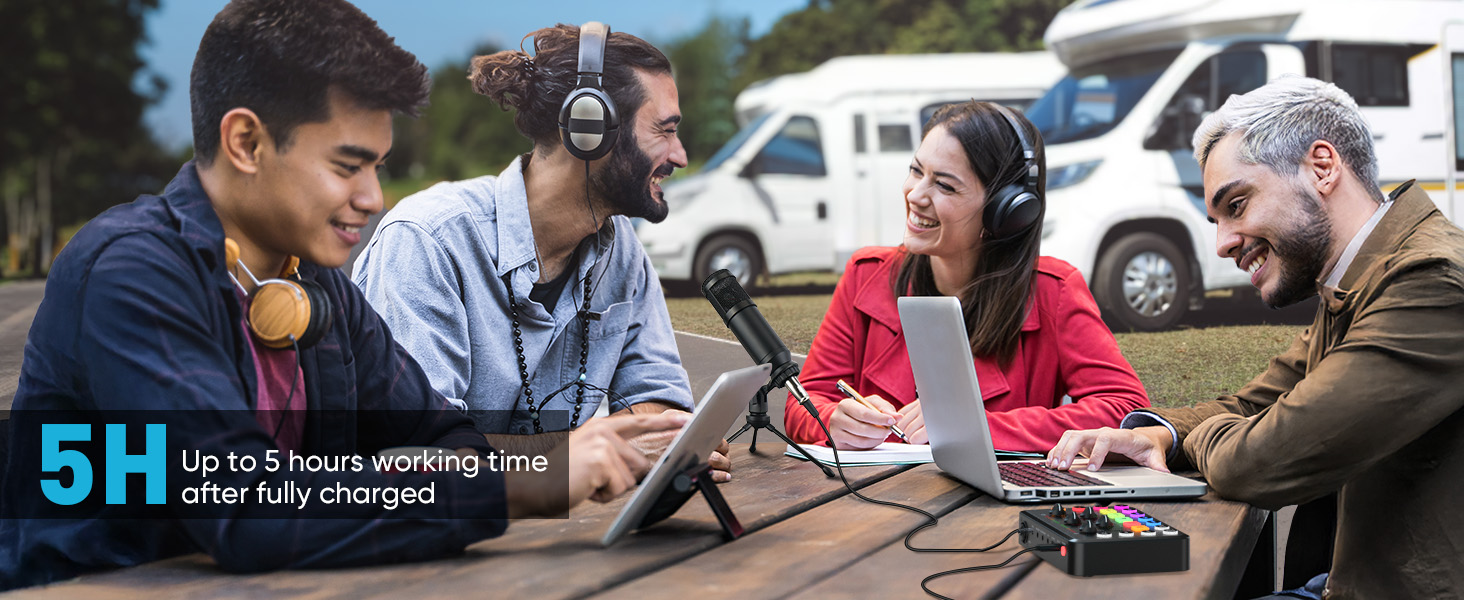 rechargeable and portable audio mixer