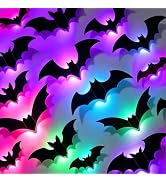 DIYASY 40 Pcs Halloween Lighted Bats Wall Decor, 3D Light up Bat Stickers | Glow in the Dark Bat ...