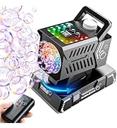 SHCKE Rotating Bubble Machine with Remote Control,Automatic Rotation &amp; 12 RGB Lights, 1800mAh Rec...