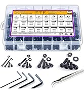 ZTF 840PCS M2 M3 M4 M5 Socket Head Cap Screws Nuts Assortment Kit with Storage Box, 12.9 Grade Al...