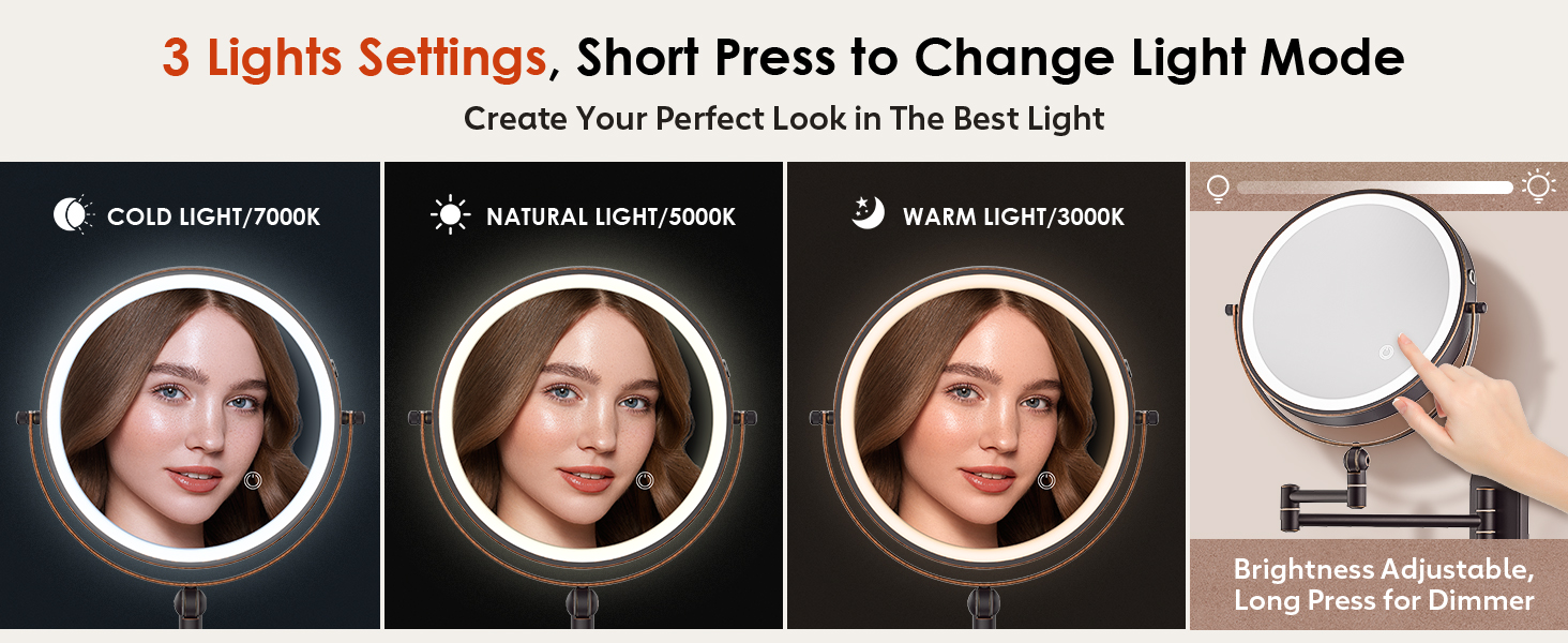 Wall Mounted Lighted Makeup Mirror