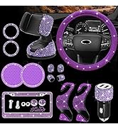Bling Car Accessories for Women, MAIMEIMI Bling Car Accessories Set,Bling Steering Wheel Covers,B...