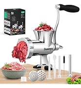 Huanyu Meat Grinder Manual Stainless Steel with Sausage Stuffer and Two Plates, Compact with Tabl...