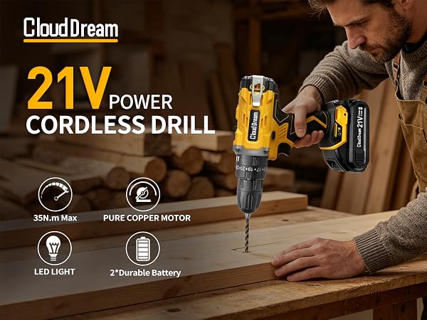 POWER 21V CORDLESS DRILL