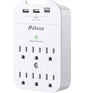 Outlet Extender - Wall Surge Protector with 6 Outlets 3 USB (1 USB C, 2 USB A), Multi Plug Outlet...