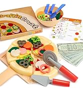 Play Food Toddler Toy - Pizza Toy with 18 Toppings - Pretend Cutting Food for Kids - Craft 'n Cru...