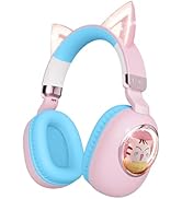 sunvito Kids Headphones Bluetooth 5.4 - Cat Ear LED Light Up Noise Cancelling Wireless Headphones...