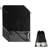 6 Pcs Travel Shoe Bags, Ulbemoll Drawstring Shoe Storage Bags for Packing, Black