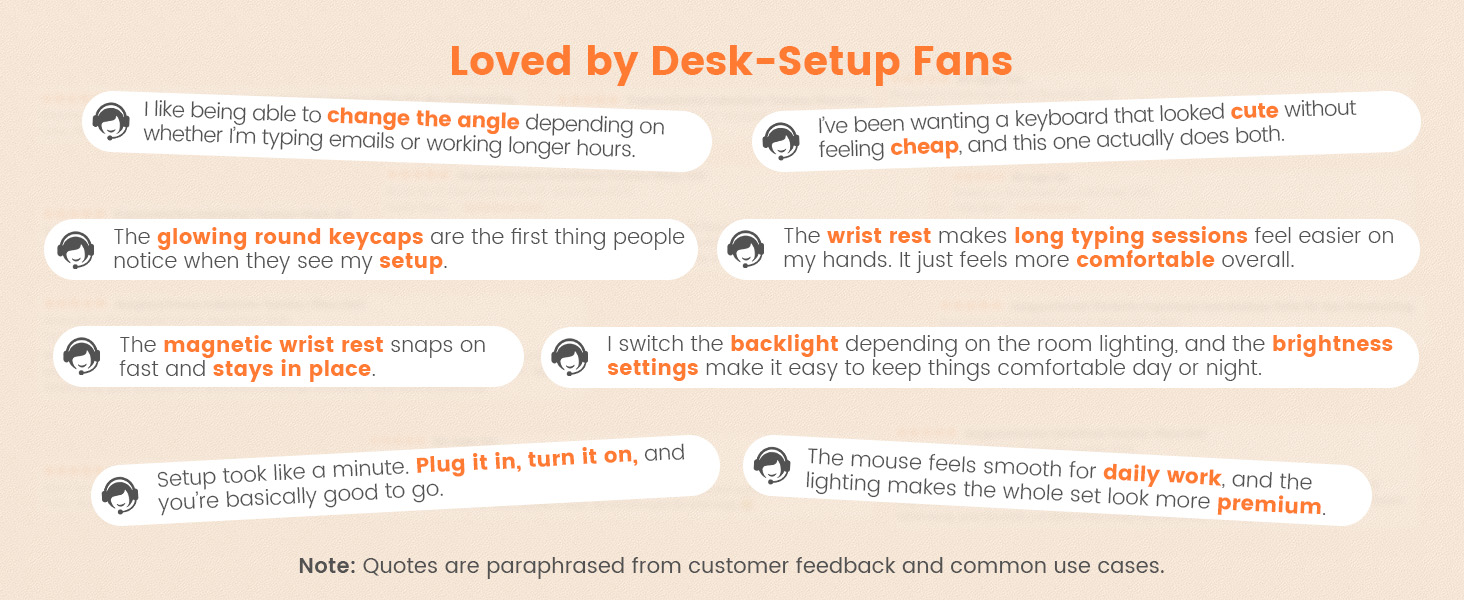 Loved by desk-setup fans—cute style, comfy typing, and vibrant backlight.