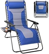 Sweetcrispy Zero Gravity Chairs, Foldable Patio Reclining Chairs with Adjustable Pillow &amp; Cup Hol...