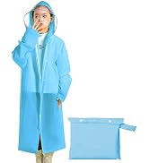 Portable Kids Rain Poncho, Reusable Raincoat with Hoods and Sleeves, Durable, Lightweight for Out...