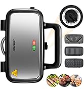 HOUSNAT Sandwich Maker, 3 in 1 Waffle Maker with Removable Plates, 1200W Panini Press with Interc...