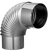 DOITOOL 3.5 Inch Stove Pipe Elbow, 90 Degree Stove Pipe Stainless Steel Flue Extension Elbow Chim...