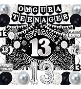 13th Birthday Decorations for Boys Girls, Black White Omg Ur A Teenager Birthday Party Decoration...