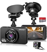 ORSKEY Dash Cam for Cars Front and Rear with SD Card 1080P Full HD in Car Camera Dual Lens Dashca...