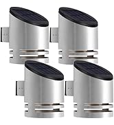 Dynaming 4 Pack Solar Wall Lights, Stainless Steel Cover Outdoor Wall Sconce Lights, Cordless LED...
