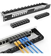 PBAEGAV 16 Port Shielded Fold Blank Keystone Patch Panel 19Inch with Cable Management and Support...