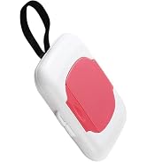 Pink Travel Wipe Holder Reusable, Wet Wipe Container Box Strollers, Hanging Dispensers Refillable...