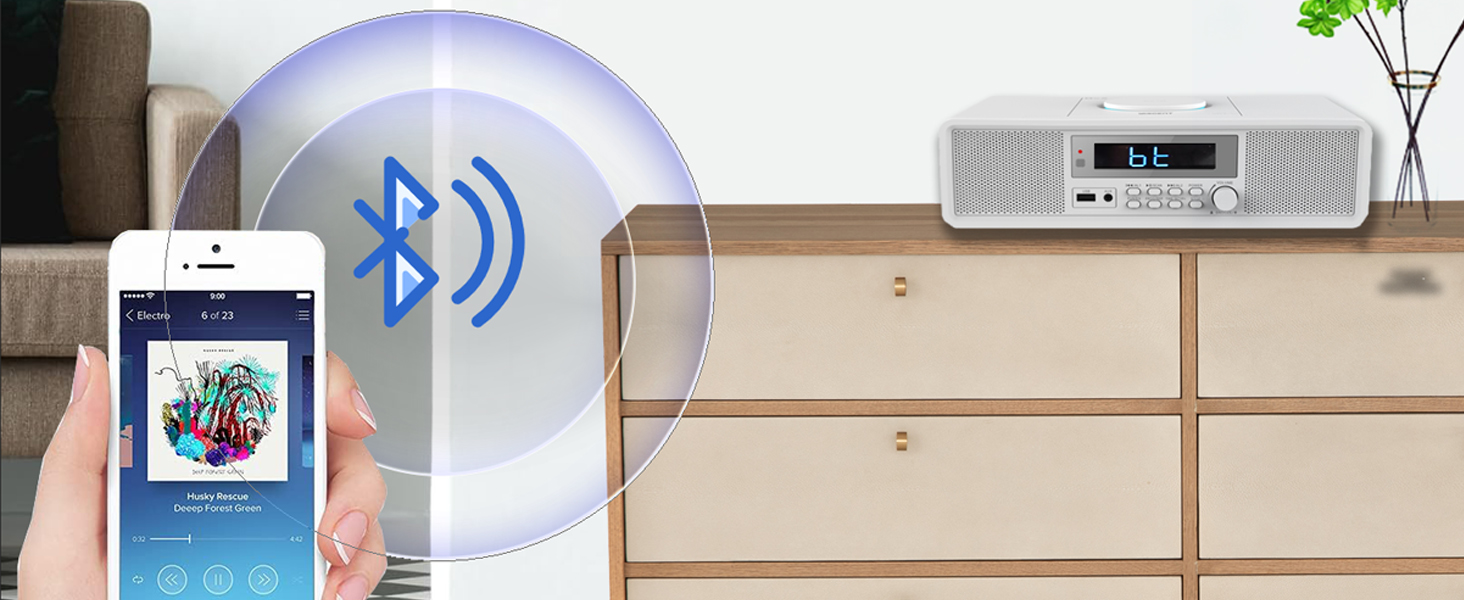 radio clock cd player white