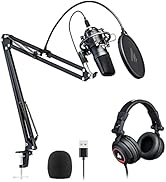 MAONO Microphone with Studio Headphone Set 192kHz/24bit Vocal Condenser Cardioid Podcast Mic Comp...