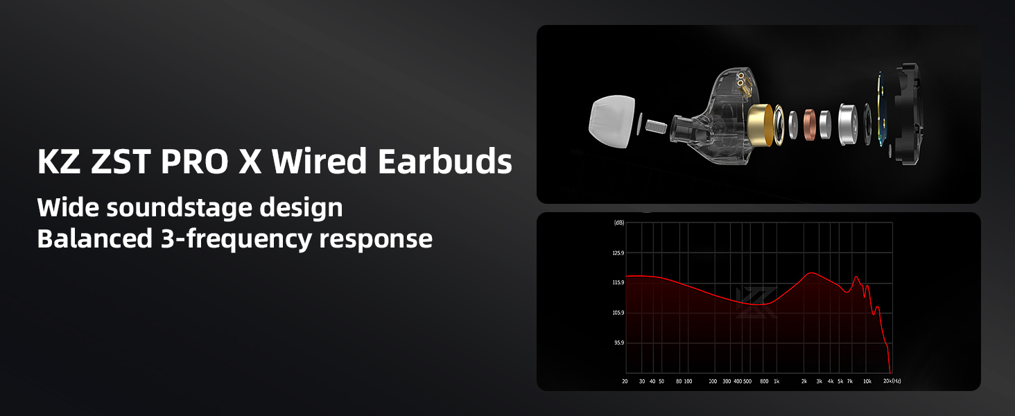 KZ ZST PRO X in Ear Monitor Headphones Wired Gaming Earbuds Wired Ear Buds HiFi IEM for Gaming