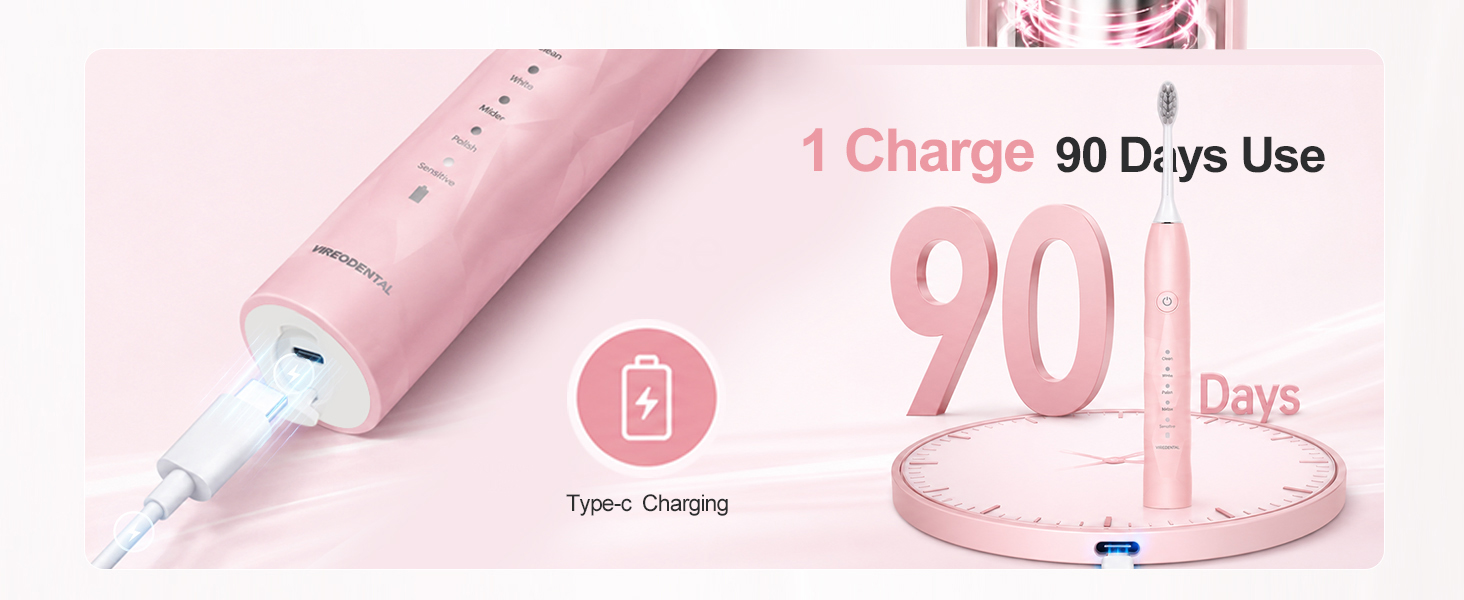 1 charge 90 days use electric toothbrush