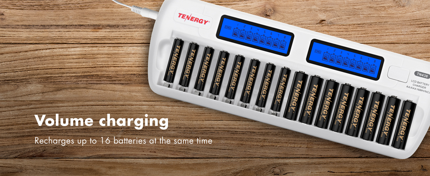 Recharge up to 16 batteries at the same time