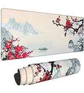 Sakura Watercolour Cherry Blossom Gaming Mouse Pad 31.5×11.8inch with Stitched Edges Extended Wat...