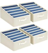 DIMJ Drawer Organizers for Clothing, Foldable Clothes Drawer Organizer, 5 Grids Jean Organizer fo...