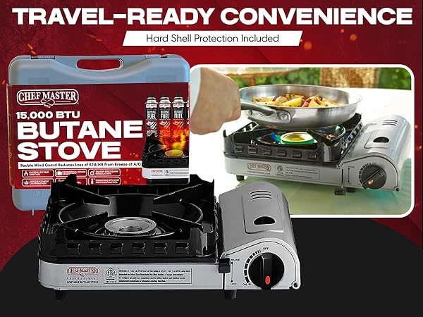 15,000 BTU Output Portable Butane Camping Stove by Chef Master