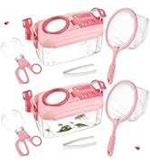 2 Set Bug Catcher for Kids- Educational Bug Catching Kit Including Butterfly Net, Insect Clip, Tw...