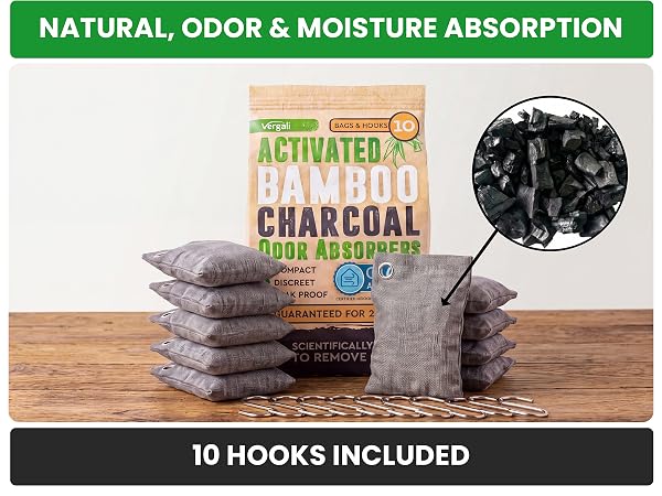 Natural odor &amp; moisture absorption, 10 hooks included