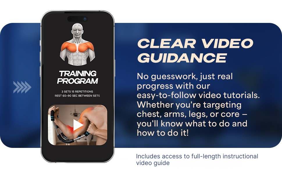 Smartphone screen showing training program and video guide for full-body workouts.