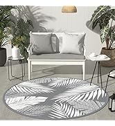 GENIMO Outdoor Rug 8' Round Waterproof for Patios Clearance, Reversible Outdoor Plastic Straw Cam...