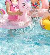 Moko Inflatable Swimming Rings, Pool Floats Swim Tubes Rings Round Shape Cute Cartoon Design Beac...