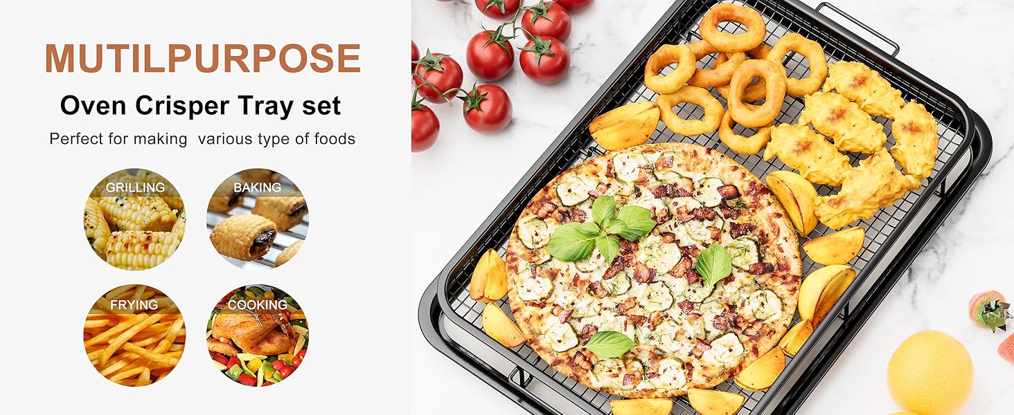 air fryer basket and crispy tray set