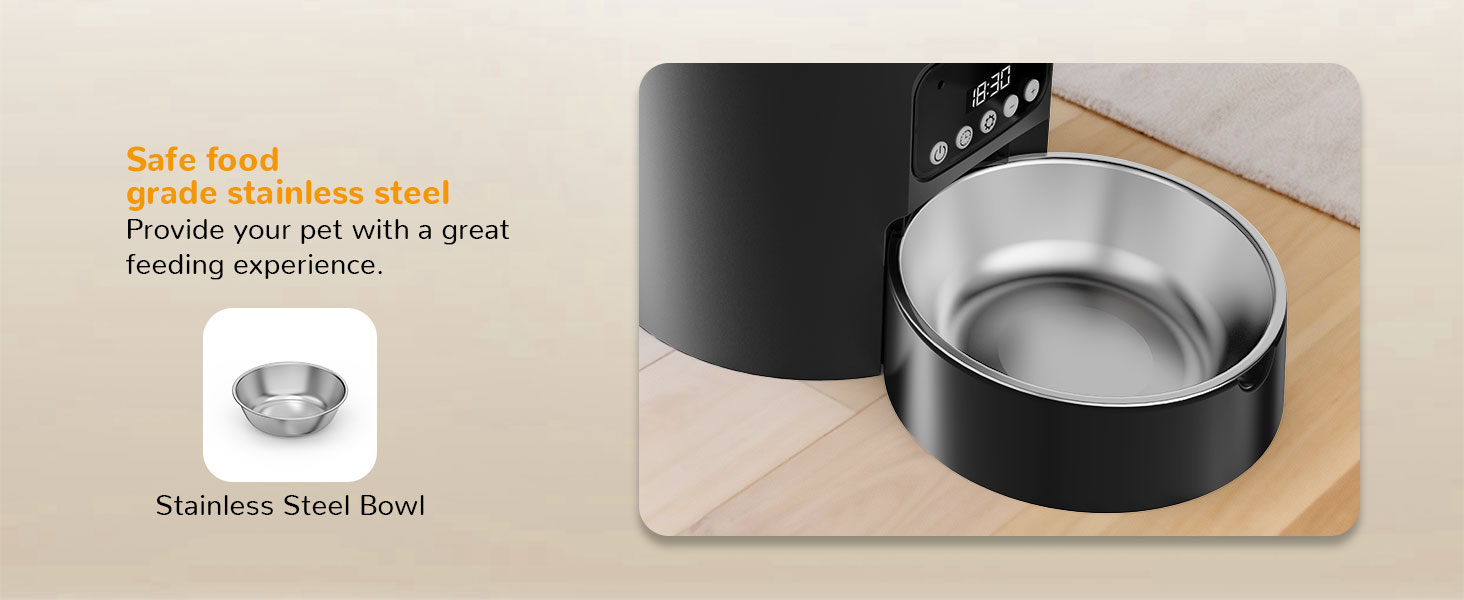 Automatic Cat Feeders 4L Timed Cat Dry Food Dispenser, Dual Power Supply Programmable Portion Size