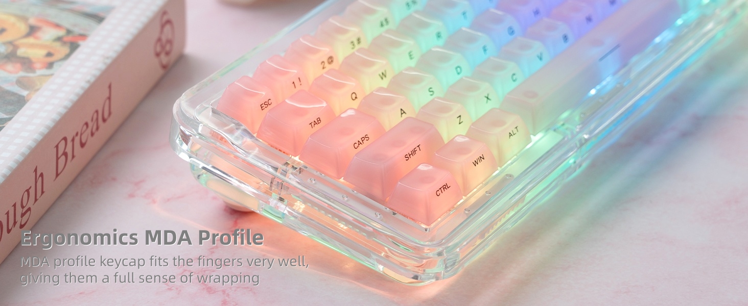 Womier Keycaps Jelly Pink - Ceramic Keycaps Style, Clear Keyboard Key Cap